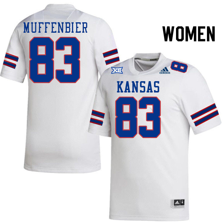 Women #83 Grant Muffenbier Kansas Jayhawks College Football Jerseys Stitched Sale-White